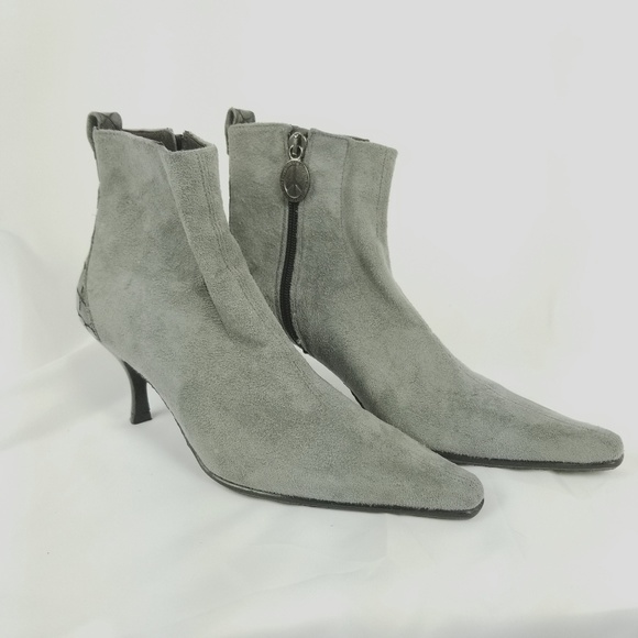 gray kitten heel boots